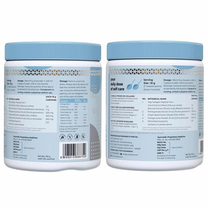 Cureveda Veg Collagen 5000mg Collagen Peptide with added Vitamin C & E, Grapeseed Extract For Healthy Skin, Hair & Nails | Men & Women - 150 gm Powder Unflavoured
