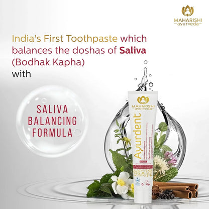 Maharishi Ayurveda Ayurdent Toothpaste, Unique Saliva Balancing Formula, for Toothache, Bleeding Gums, Sensitivity, Cavities, Plaque & Bad breath, Non Foaming, No SLS & Fluoride