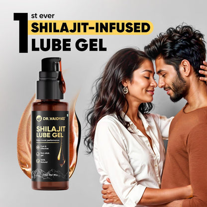 Dr. Vaidyaâ€™s Shilajit Lube Gel | First Ever Shilajit Infused Lube Gel | Enhances Performance & Stamina | Mess free | 100% Pure Himalayan Shilajit, Jaiphal & Cinnamon Oil, Ashwagandha | 50g