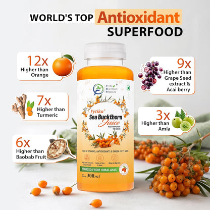 Fytika Himalayan Seabuckthorn Berry Juice â€“ 300ml | Rich in Omega 3, 6, 7, 9 & Vitamin C â€“ Boosts Immunity, Skin Glow & Heart Health | Natural Herbal Juice (Pack of 1)