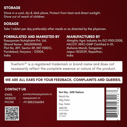 Rasayanam Iron Supplement for Women & Men | Ferrous Bisglycinate with 4X Absorption | Vitamin C & B-Complex | Easy Digestion, Boosts Hemoglobin & Energy