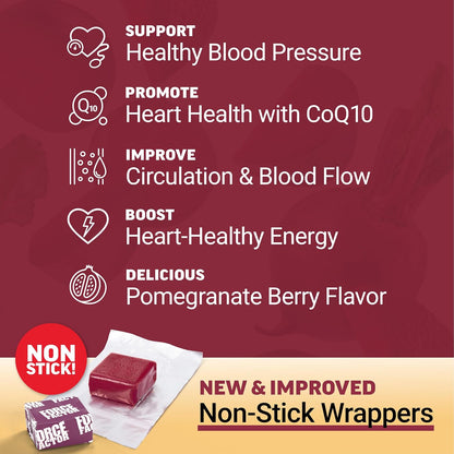 Force Factor Total Beets Ultimate Heart Health Chews for Blood Pressure Support, with Beetroot Powder, CoQ10, B Vitamins & Grapeseed Extract for Blood Flow & Energy, Black Cherry, 60 Soft Chews