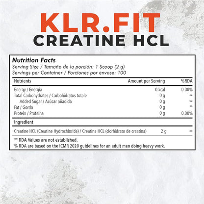 Creatine HCL|Scientifically Formulated & Pharmaceutical Grade for Muscle Growth|Improves Exercise Performance & Reduces Fatigue|2g Per Serving|200 GM,Powder,100 Servings