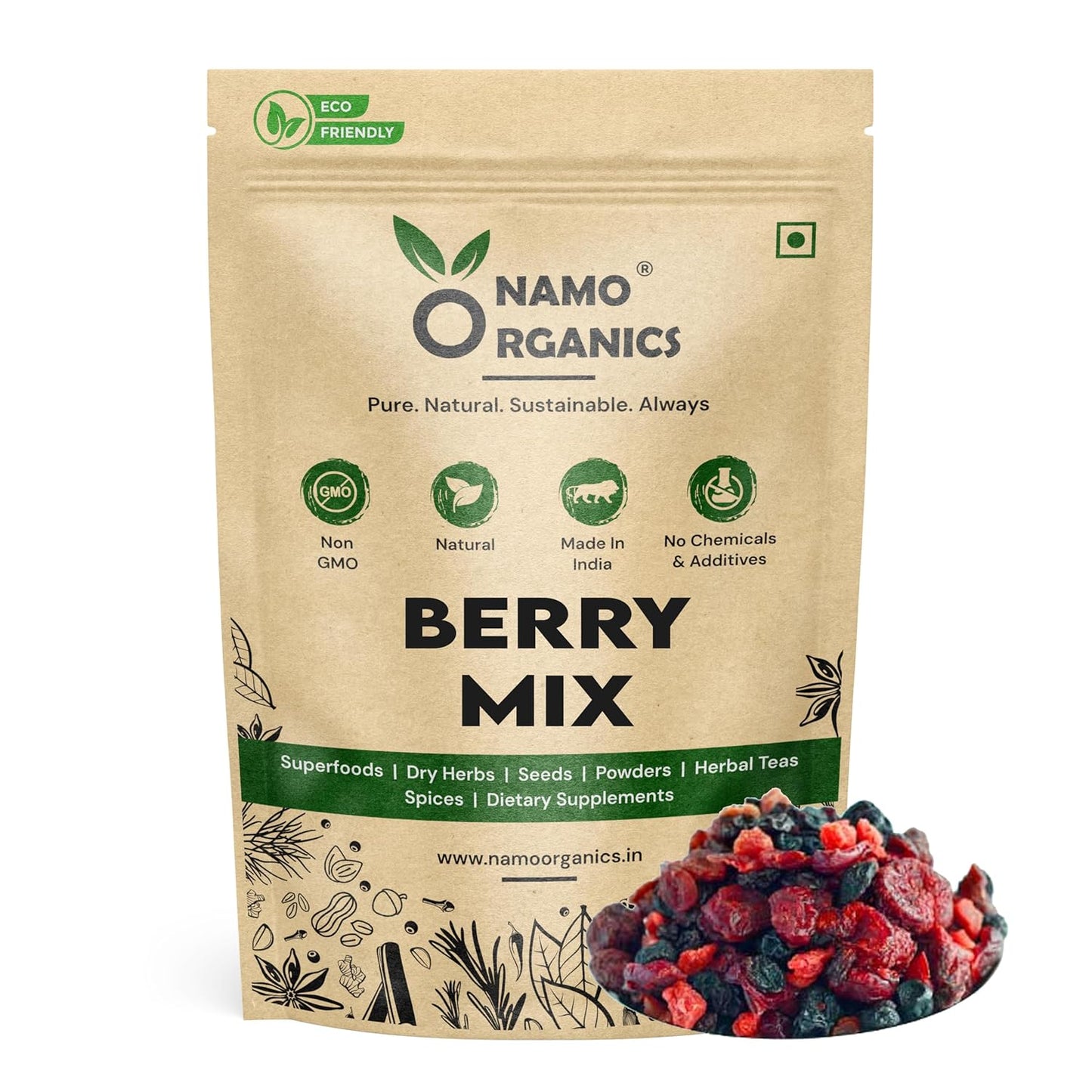 Berry Mix without added sugar - 1 Kg - Dried Mixed Berries | 5+ Berry Dry Fruits like Cranberries, Blueberries, Strawberries, Goji Berries, Black current (1kg)