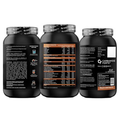 Carbamide Forte Plant Protein Powder For Men - Plant Based Protein Powder with Multivitamin, Minerals, Superfoods, Pea Protein, Digestive Enzymes - Belgian Chocolate Flavour - 1kg