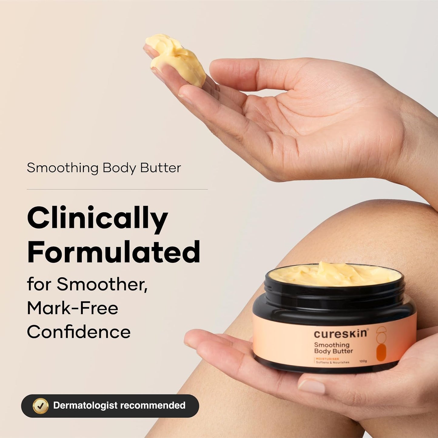 Cureskin Smoothing Body Butter Stretch Marks Cream for Women and Men | Stretch Marks Removal Cream for Women