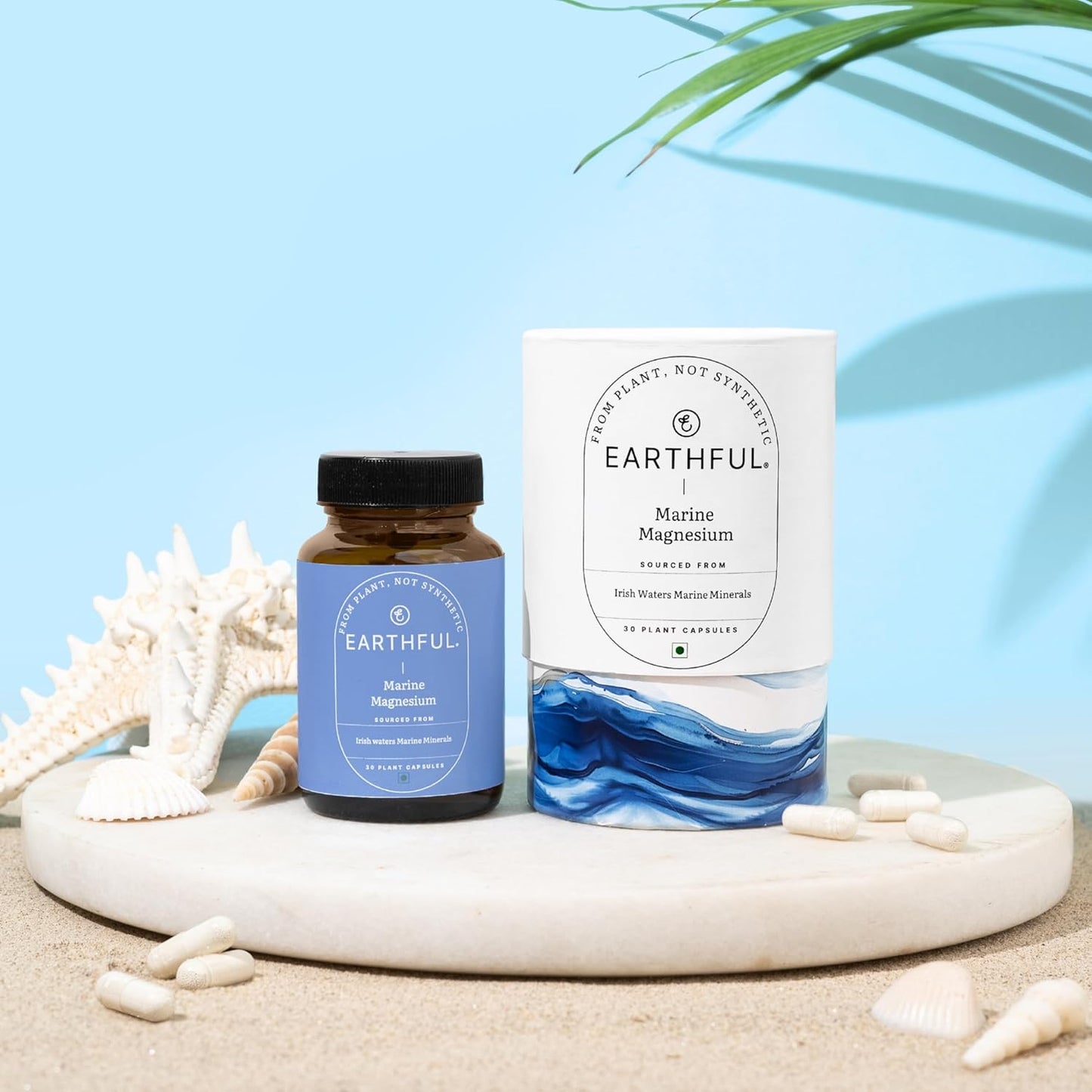 Earthful Marine Magnesium | Sourced from Ireland Sea Waters | For Restful Sleep, Stress Relief, Muscle Relaxation | 30 Capsules (30 Days Pack)