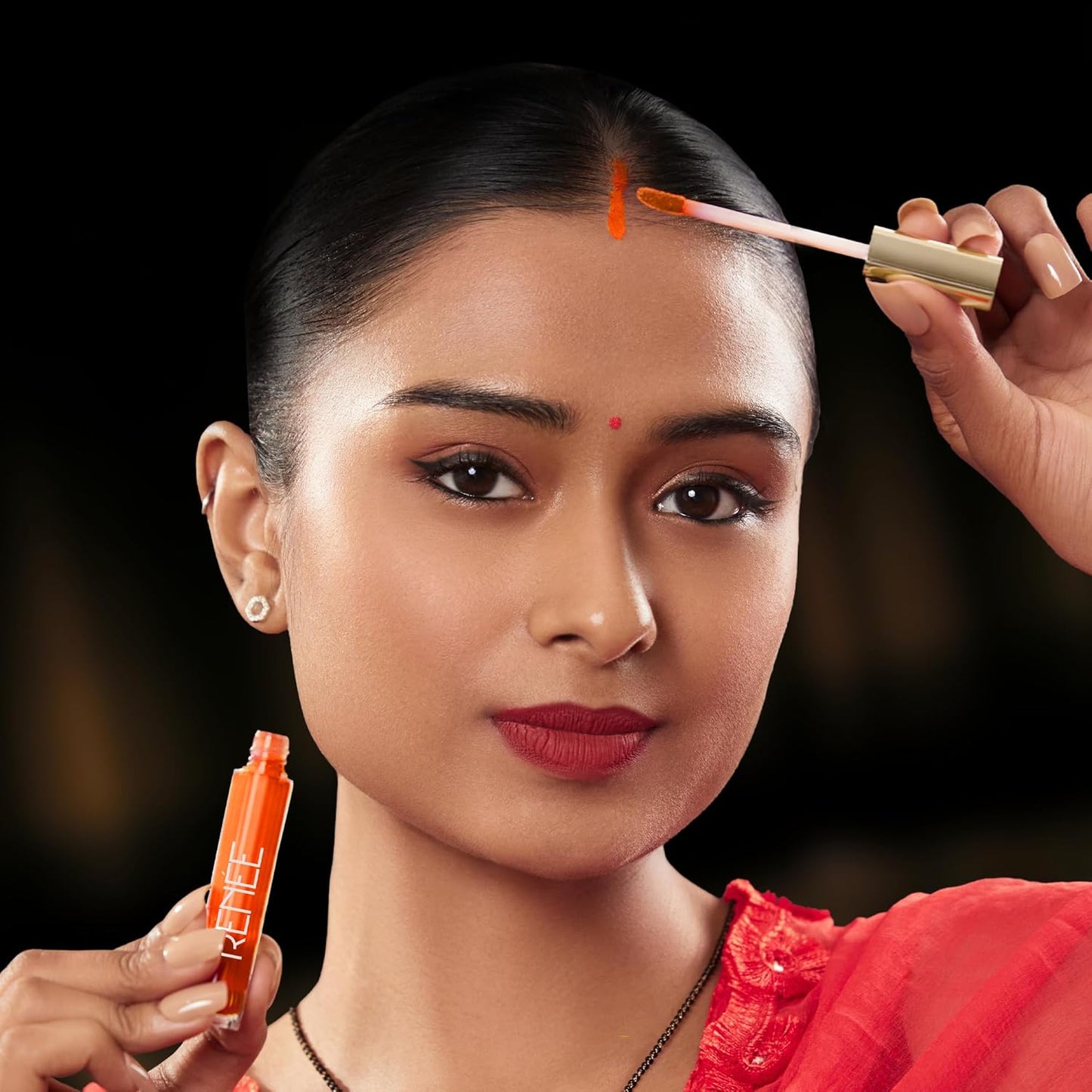 RENEE Sindoor - Orange | Highly Pigmented | Matte Finish | Sponge-Tip Applicator | Water-Resistant | Smudge-Proof | Lightweight & Long-Lasting | Travel Friendly | 4.5ml