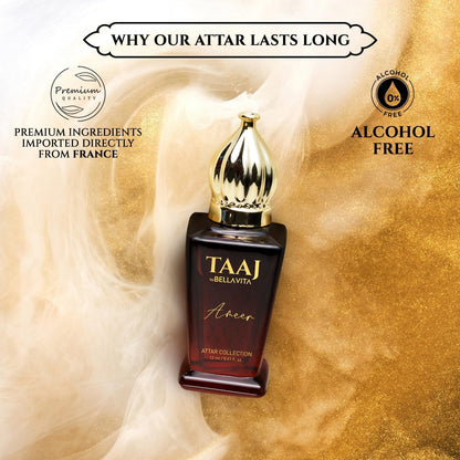 Bella Vita Luxury TAAJ Ameer Attar with Lemon, Tonka, Vanilla & Patchouli for Men and Women|Alcohol-free Roll On, Musky Long Lasting Fragrance, 12 ML