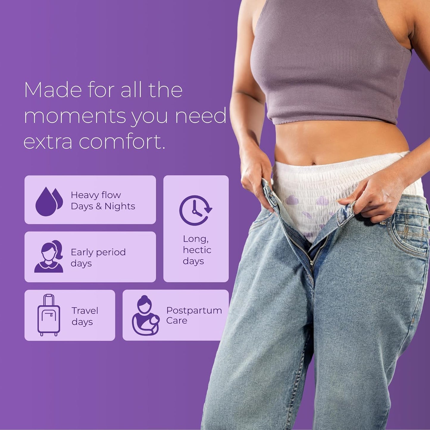 Nua 360Â° Comfort Period Panties (M-L) | Pack of 5 | Ultra-Absorbent | Zero Irritation | 4X Comfort | for Heavy Flow | No rashes | Leakproof | Seamless | 100% Toxic-Free, Dermatologically Tested