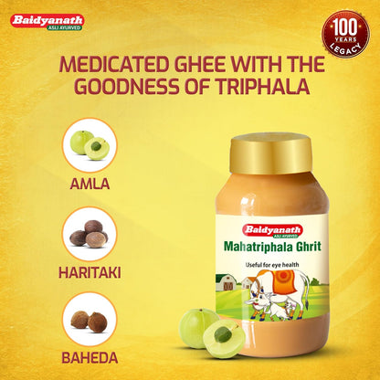 Baidyanath MAHA Triphala Ghrita - 100g | Ayurvedic Eye Care Formula with Triphala | Vasak & Nilophar for Overall Eye Health and Wellness