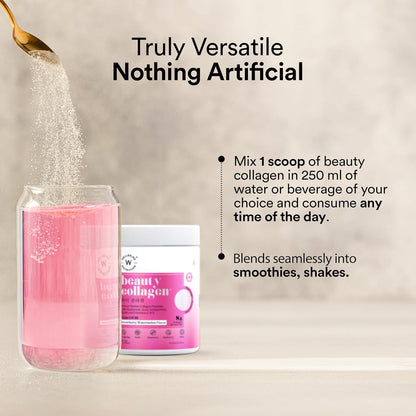 Wellbeing Nutrition Beauty Collagen with Hyaluronic Acid | Collagen Supplements for Women & Men | Collagen Powder with Biotin and Vitamins for Skin Radiance & Anti-Aging | 250g-Strawberry Watermelon