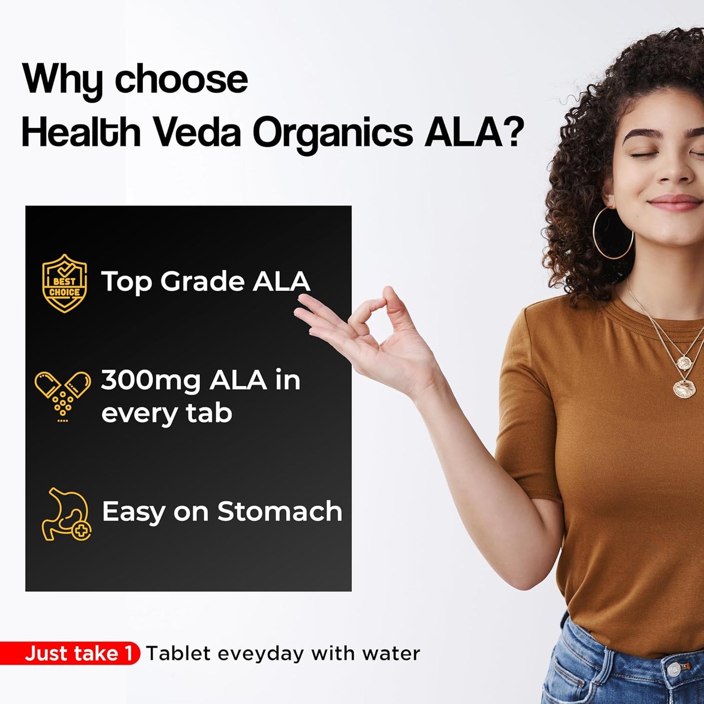 HEALTH VEDA ORGANICS PRIVATE LIMITED Alpha Lipoic Acid 300Mg | 60 Veg Tablets | Boosts Liver Function, Maintains Healthy Blood Sugar, Antioxidant Support | For Both Men & Women
