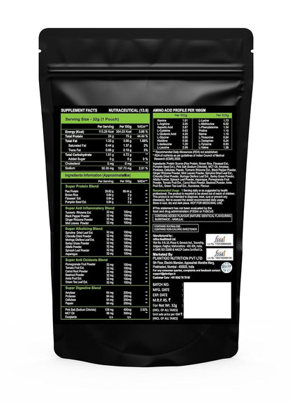 Plantigo Clean Plant Protein Powder | No Preservatives, No Banned Substances | Super Protein Blend - Pea, Brown Rice | Vegan Green Protein For Men, Women (Vanilla Flavor - 32g Travel Pouch | Sachet)