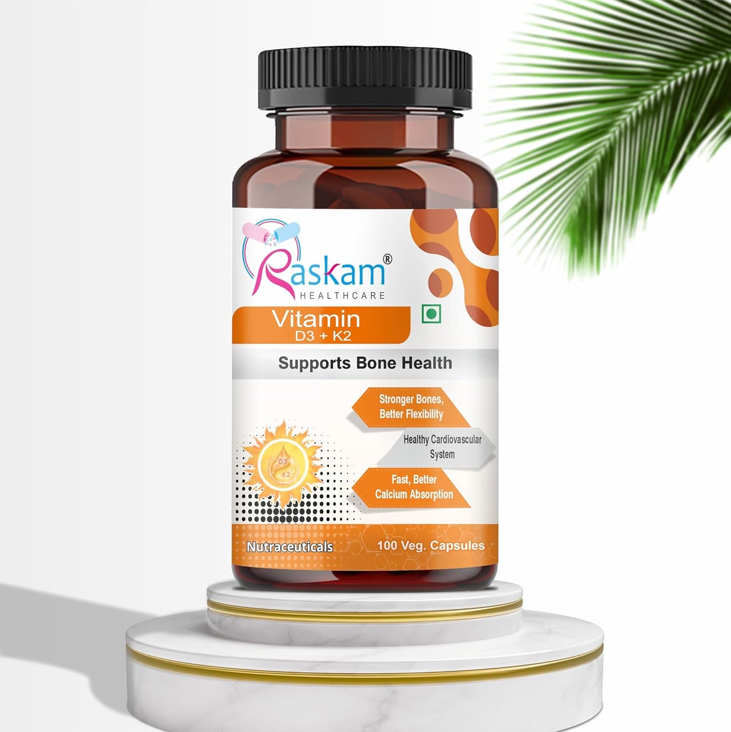 Vitamin D3 with K2-100 capsules- Supports Stronger Immunity & Bone & Heart Health | Healthy Heart For Men And Women