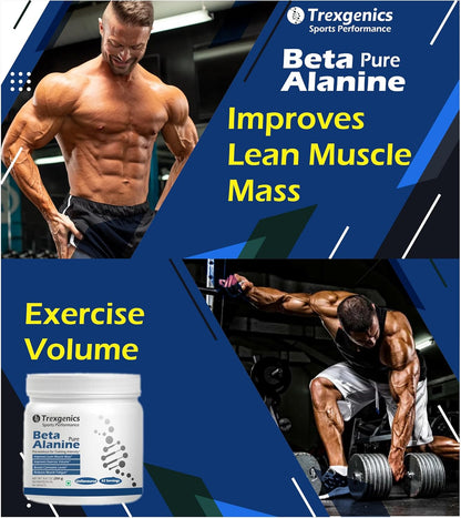 Trexgenics BETA-ALANINE Pure Powder (62 Servings) Lean Muscle Mass, Exercise Volume & Intensity, Endurance (250 gm)