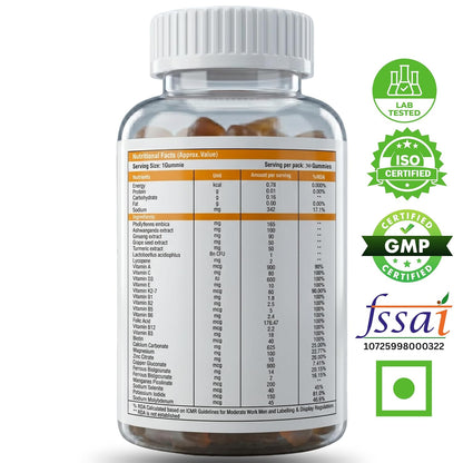 Nutrasium Multivitamin Gummies For Kids | With 14 Vitamins, 10 Minerals | Ashwagandha & Ginseng | 30 Day pack | Improves Immunity, Bone health & Brain Development | No Added Sugar | Mixed Fruit Flavour