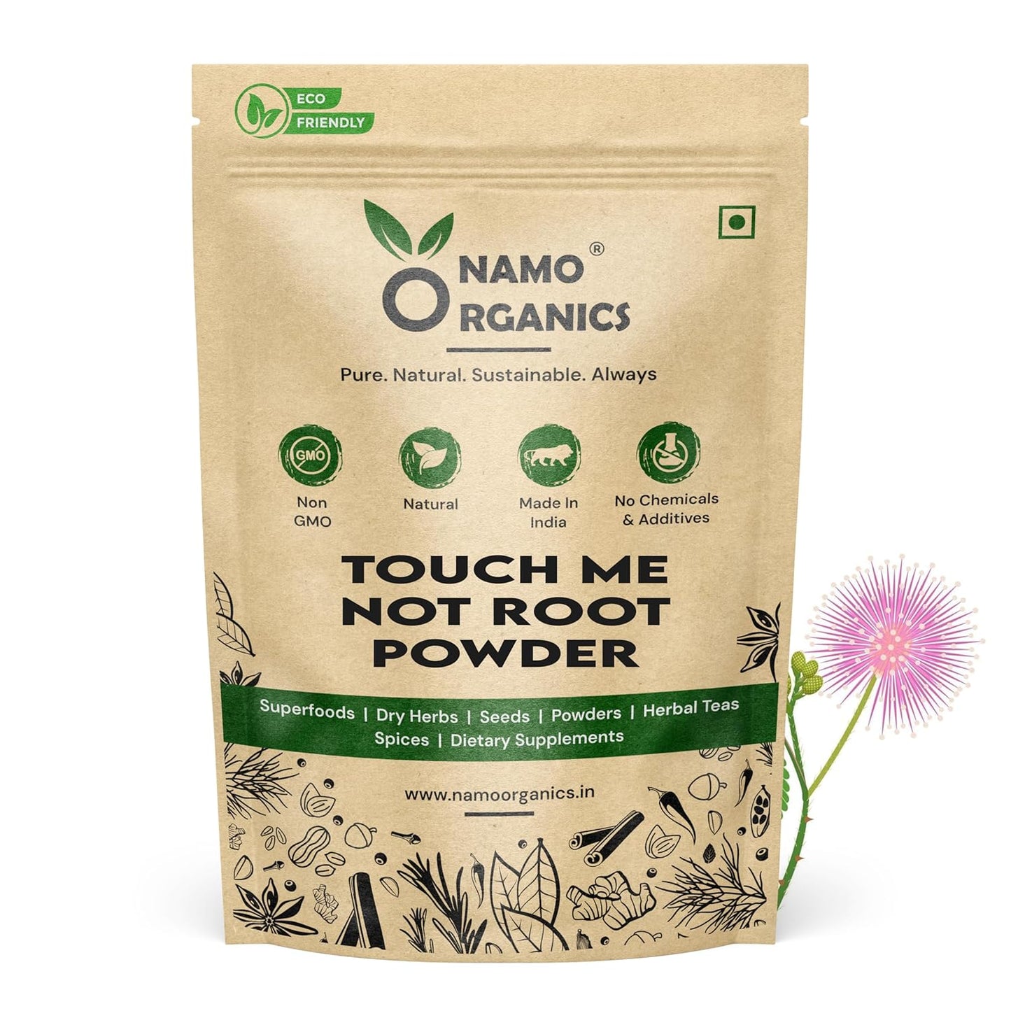 Namo Organics - Touch Me Not Plant Root Powder - 100 gm Mimosa Pudica | Lajjalu | Lajwanti