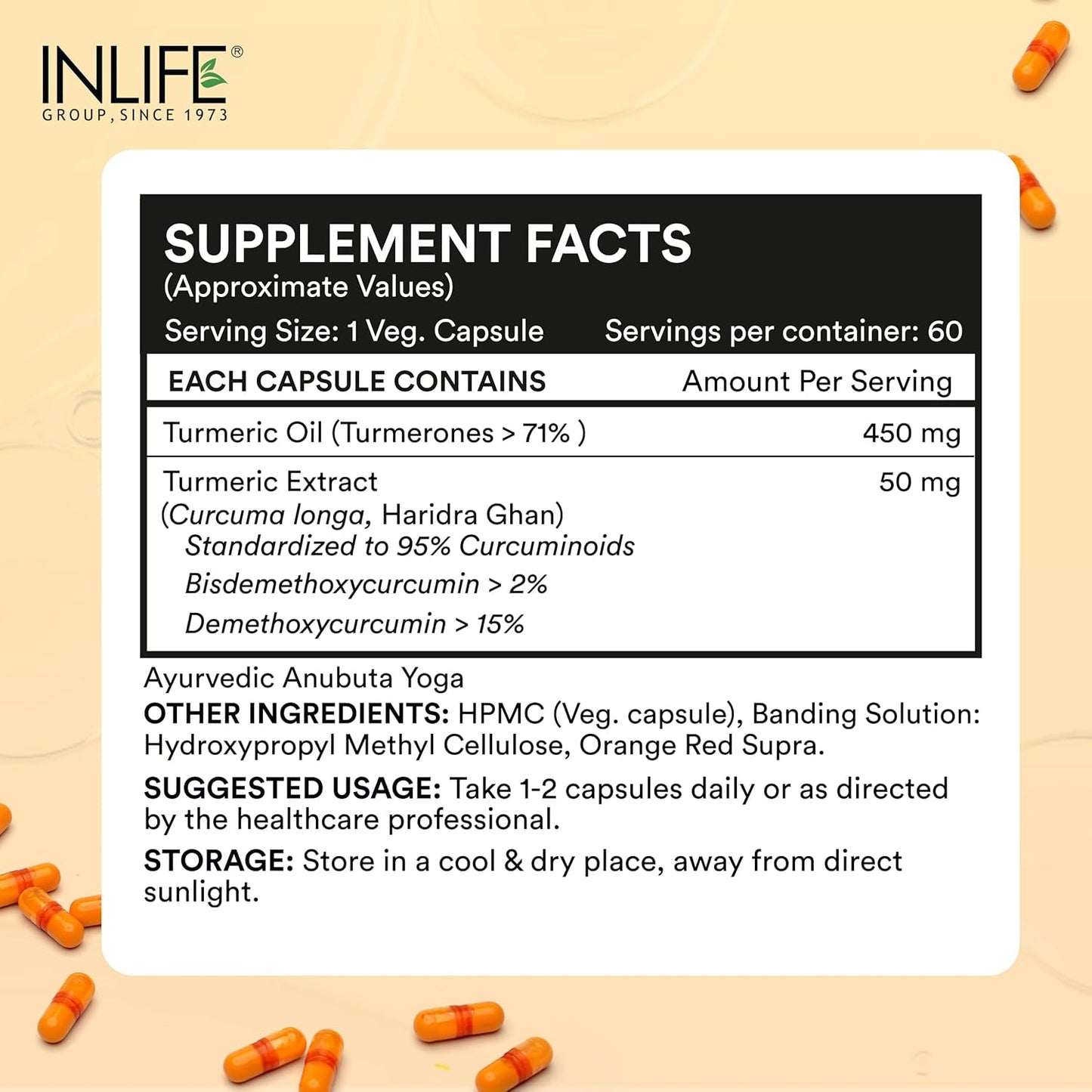INLIFE Curcumin Capsules with Turmeric Oil | 71% Turmerones & 95% Curcuminoids | Supercritical COâ‚‚ Extracted Oil Supplement | Immune Support & Joint Health â€“ 60 Liquid Filled Vegetarian Capsules