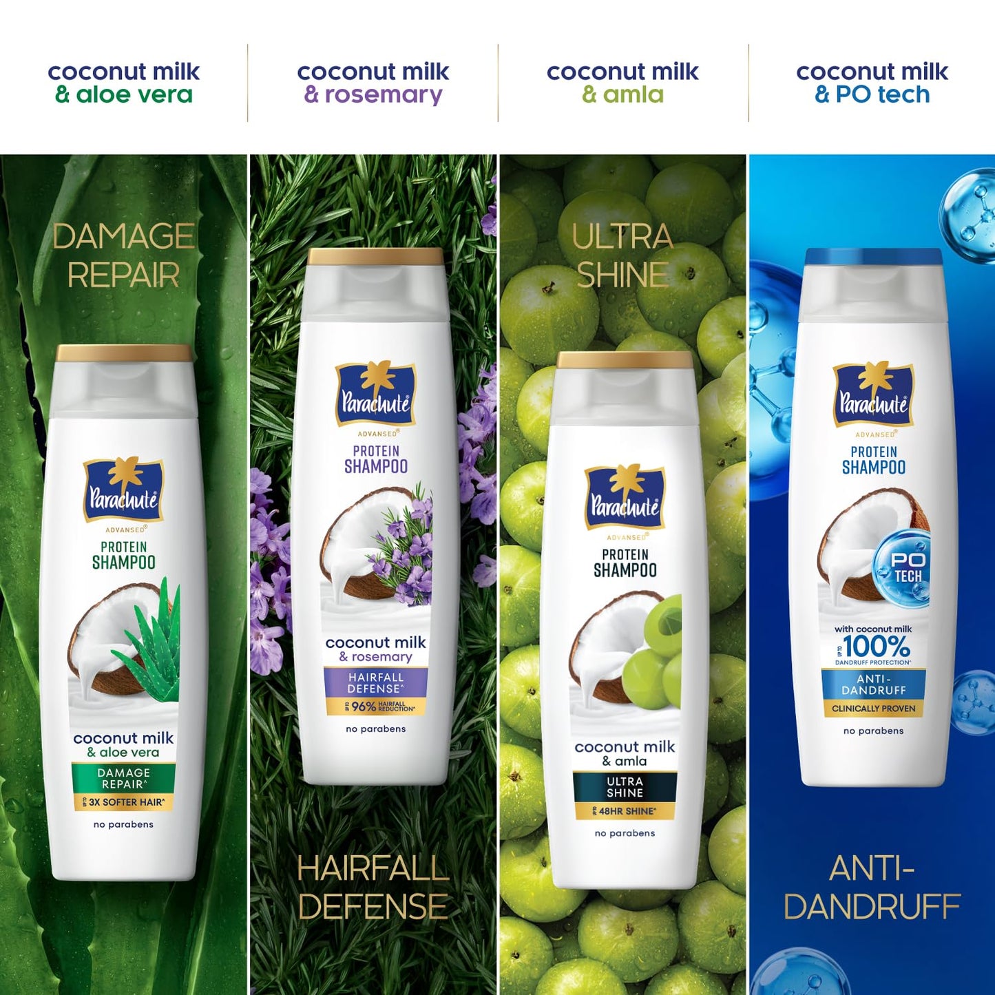Parachute Advansed Protein Shampoo with Coconut Milk & Rosemary | Up to 96% Hair Fall Reduction & up to 23X Hair Fall Control | Protein Lock Technology | Paraben free | For Men & Women | 340ml