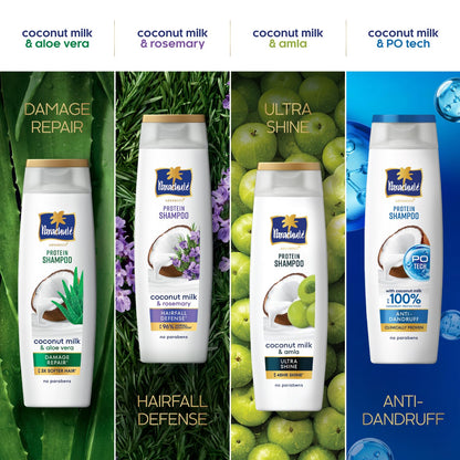 Parachute Advansed Protein Shampoo with Coconut Milk & Rosemary | Up to 96% Hair Fall Reduction & up to 23X Hair Fall Control | Protein Lock Technology | Paraben free | For Men & Women | 340ml