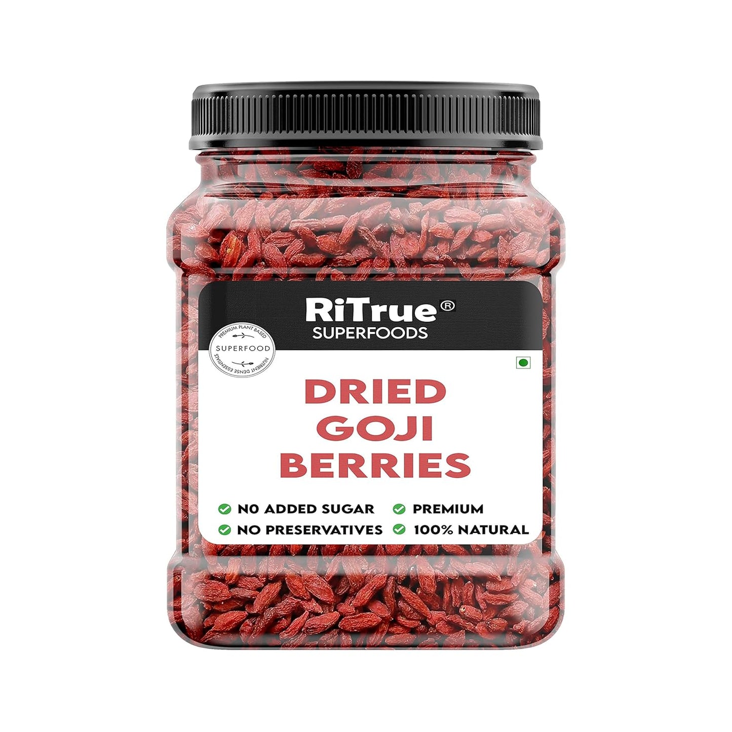 RiTrue Organic Dried Goji Berries without Sugar - 200 Gm - Unsweetened Goji Berry Dry Fruits