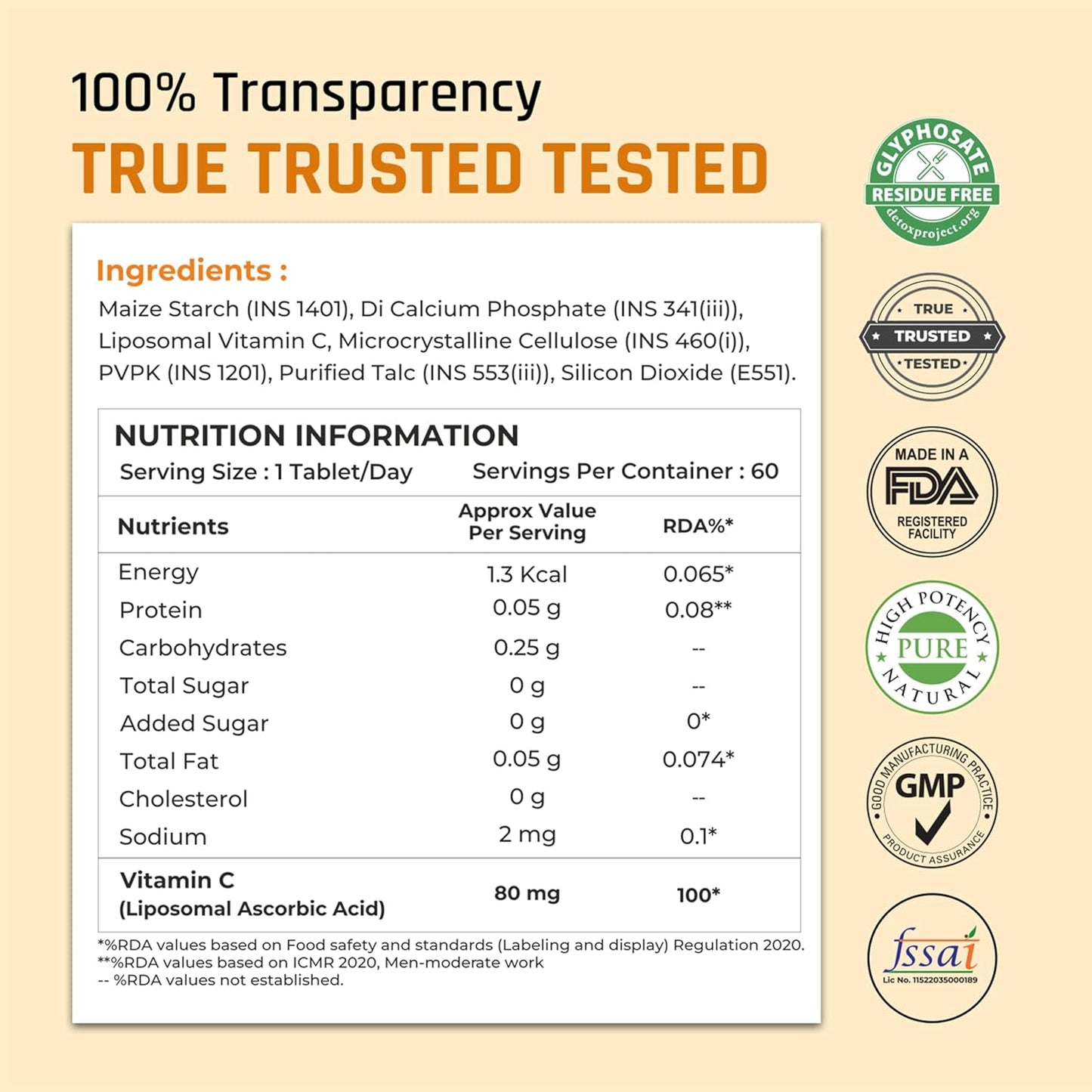 Naturaltein Liposomal Vitamin C | 5X Enhanced Absorption | Antioxidant Supporting Immune Function, Skin Repair, Collagen Synthesis & Oxidative Stress Defense | 60 Capsules