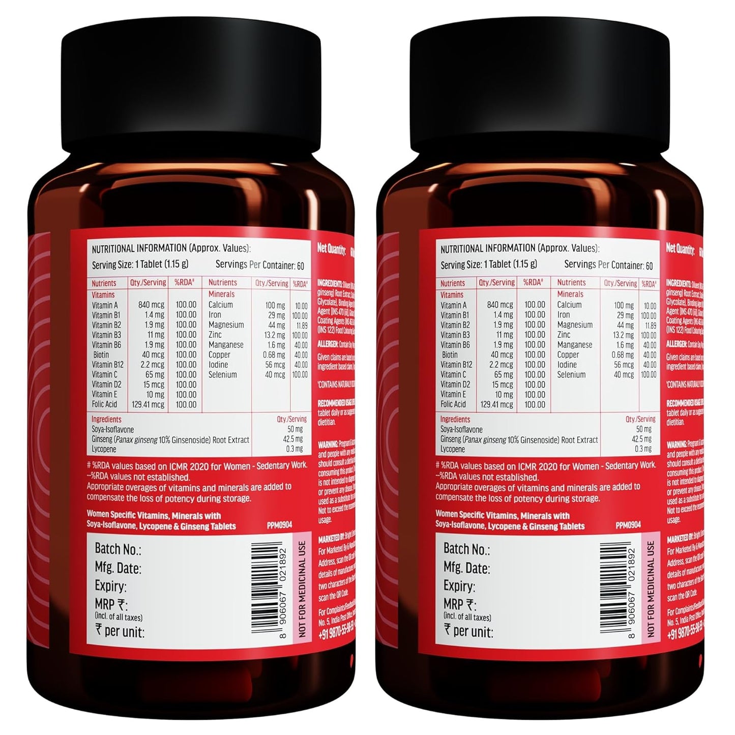 HealthKart hk vitals Multivitamin For Women (120 Tablets) | With Zinc, Vitamin C, Vitamin D, Multiminerals & Ginseng Extract