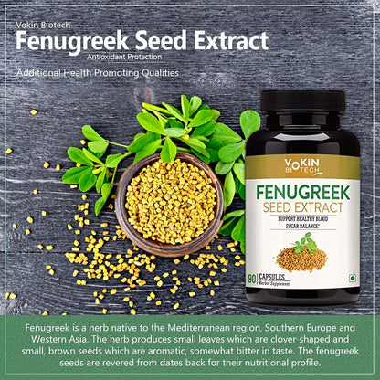 Vokin Biotech 100% Fenugreek Seed Vitamins Capsules for Increased Breast Milk Supply During Breastfeeding and Lactation - 90 Herbal Vegetarian Capsules