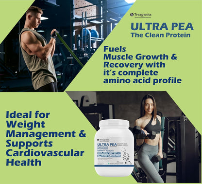 Trexgenics ULTRA PEA Hydrolyzed Pea Protein ISOLATE UNFLAVOURED, 30 Servings, Easy on Gut, Pure & Clean 25gm PROTEIN, 4.5 gm BCAA, 9 gm EAA with DigeZyme Digestive enzyme Complex, Muscle Growth (900 gram)