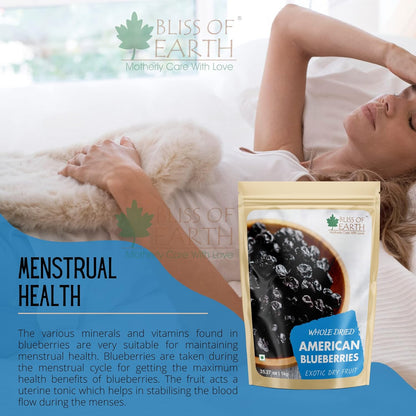 Bliss of Earth 500gm Whole Dried American Blueberries Exotic Dry Fruit King of Antioxidant