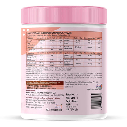 Fytika Let It Glow - 200g (Pineapple, Pack of 1) Marine Collagen Supplement Powder for Men & Women|L- Glutathione, Vitamin C, Sesbania Agati Extract|Promotes Healthy Skin, Hairs and Nails