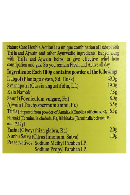 Dabur Nature Care Isabgol Double Action Trifala And Ajwain, Effective Relief From Constipation And Gas - 100 Gm