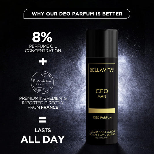 Bella Vita CEO Man Body Perfume 150ml | Premium No Gas Deo for Men | Deodorants Man | Long Lasting Office Fragrance with Tonka, Agarwood & Sophisticated Masculine Notes