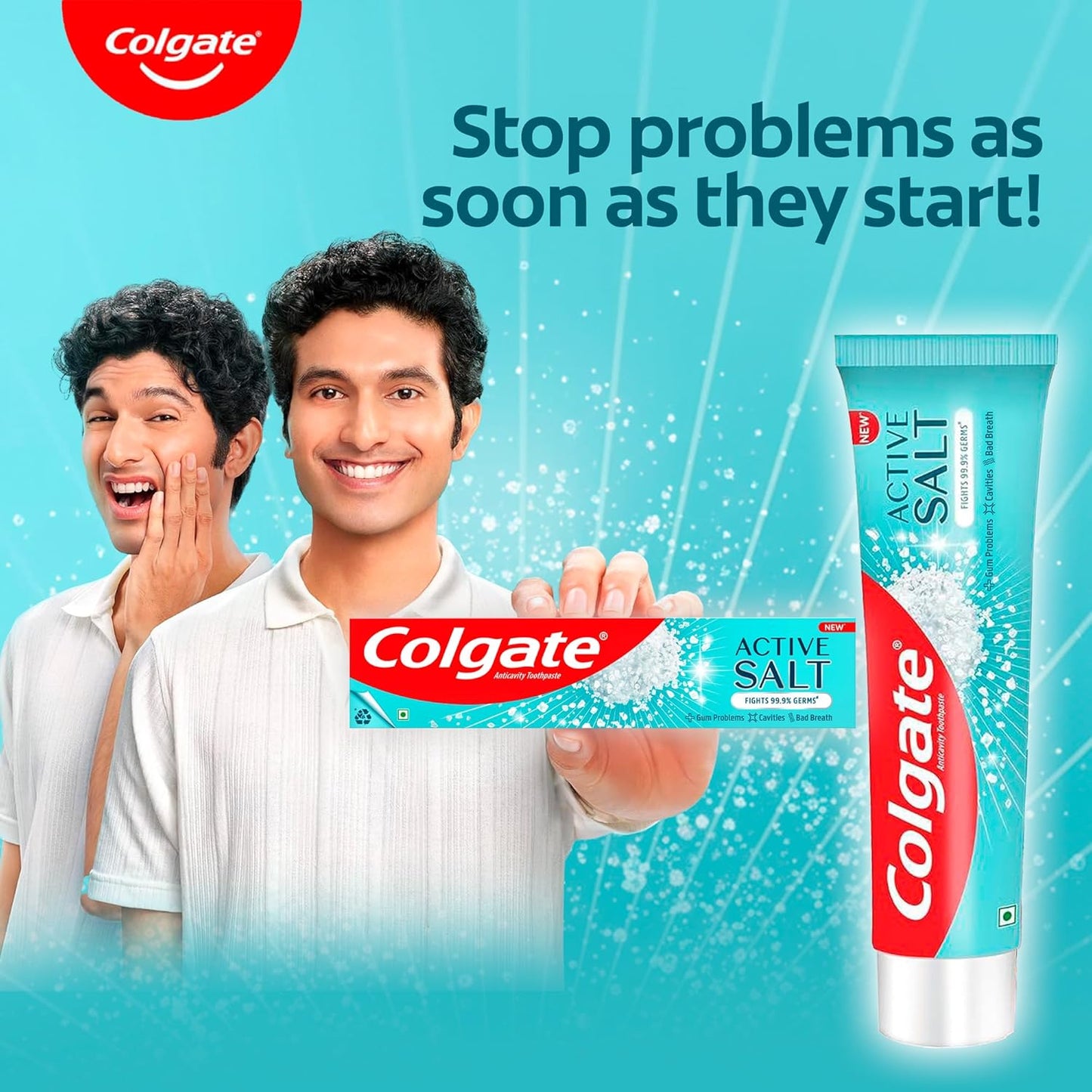 Colgate Active Salt Buy 3 Get 1 Free, 800g (200g x 4, Pack of 4) Toothpaste, Daily Germ Protection, Toothpaste with Salt & Mint, Healthy Gums & Teeth, Fights Germs & Eliminates Bad Breath