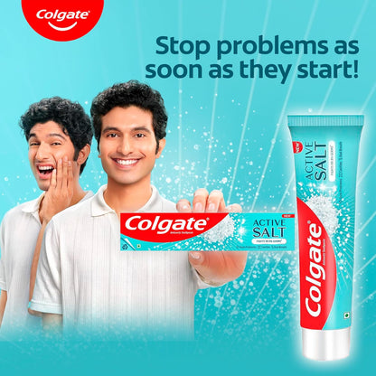 Colgate Active Salt Buy 3 Get 1 Free, 800g (200g x 4, Pack of 4) Toothpaste, Daily Germ Protection, Toothpaste with Salt & Mint, Healthy Gums & Teeth, Fights Germs & Eliminates Bad Breath