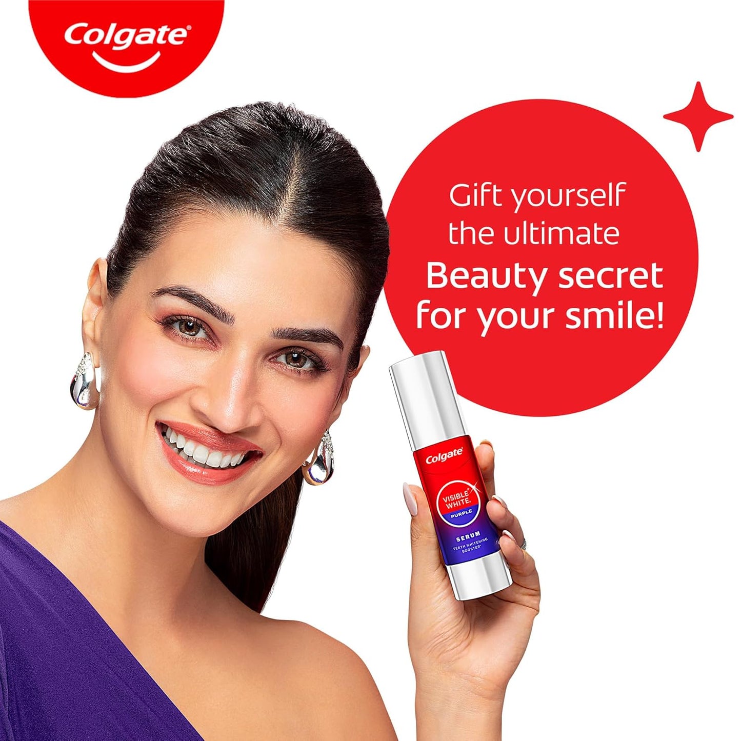 Colgate Visible White Purple Teeth Whitening Serum, 40ml â€“ Mint & Yuzu Flavour, Instant Brightening Purple Serum for Whiter Smiles