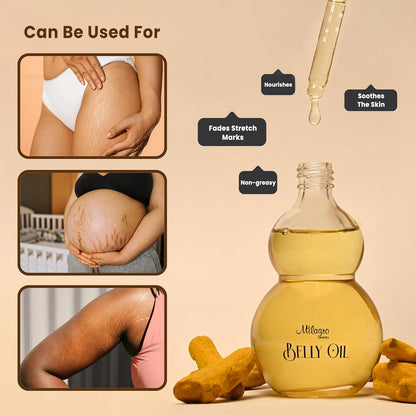 Milagro Beauty Ayurvedic Anti Stretch Marks Oil 100ml | Stretch Marks Removal Belly Oil | Safe for Pregnancy & Breastfeeding | Sweet Almond Oil + 20 Botanical Ingredients | Fades Old & New Scars