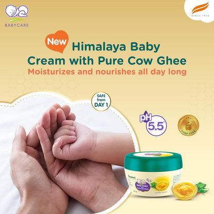 Himalaya Baby Cream with Pure Cow Ghee & pH5.5 (200ml) | Moisturizes & nourishes skin all day long | For Dry and sensitive skin