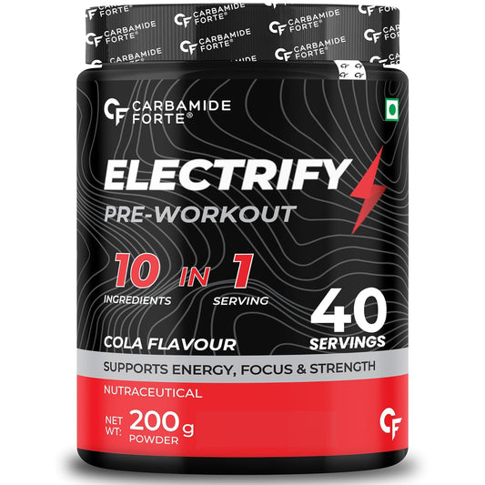 Carbamide Forte Pre Workout For Men & Women | Pre Workout Supplement For Men & Women For Energy, Focus & Strength | Pre-Workout Supplements For Gym | Cola Flavor - 200g