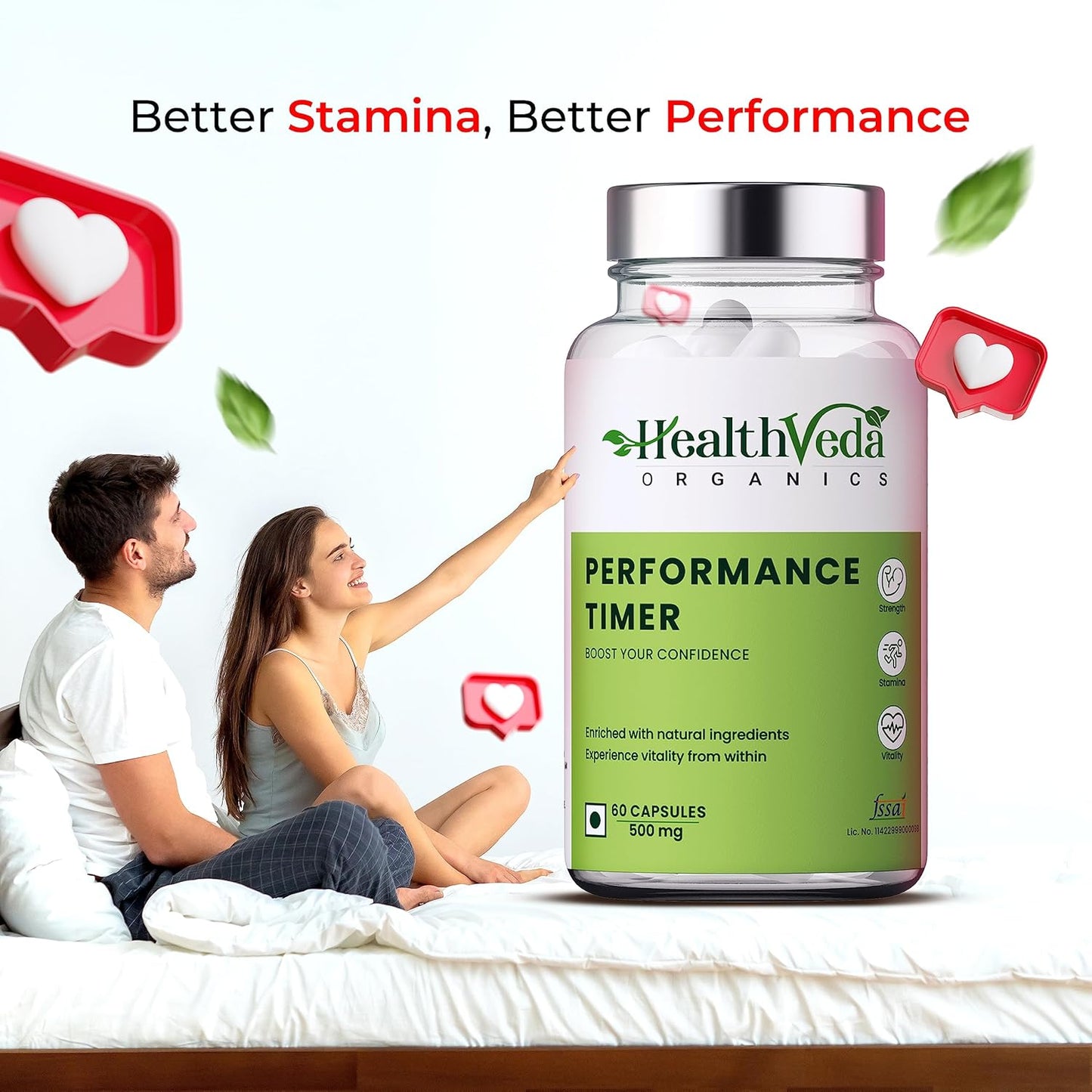 HEALTH VEDA ORGANICS PRIVATE LIMITED Timer For Men | Enhances Immunity, Improves Energy Levels & Boosts Strength | 60 Veg Capsules