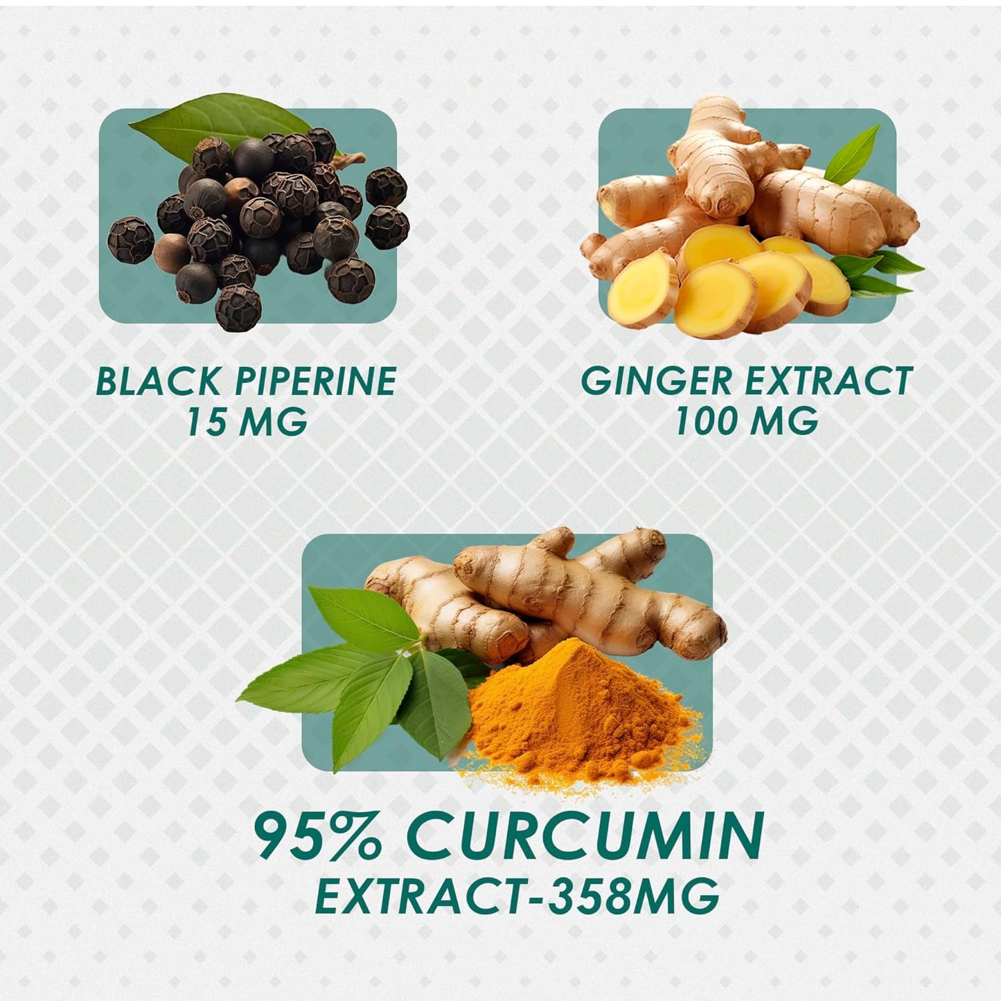 Ambrosial Curcumin Capsules With Turmeric and Black Pepper with Ginger | High Strength Tablets with Enhanced Absorption | 95% Curcuminoids Curcumin with Piperine (Pack of 1-60 Capsules)