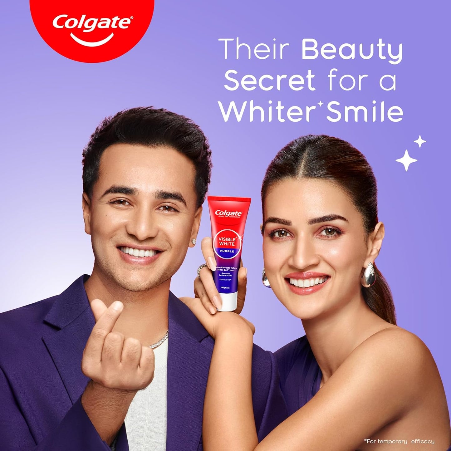 Colgate Visible White Purple Toothpaste and Toothbrush for Teeth Whitening, Helps Remove Surface Stains, Whitens Yellow Teeth, Enamel-Safe for Daily Use, 120g