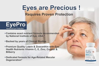 Trexgenics EyePro AREDS-2 Advanced Eye Protection formula with Researched Eye Ingredients Lutein,Zeaxanthin, Zinc, Copper & Bilberry(60 Veg. Capsules)