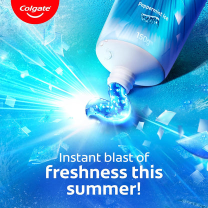 Colgate MaxFresh Breath Freshner Cavity Protection Toothpaste, 150g, Peppermint Ice, Blue Gel Paste with Menthol, Cooling crystals for fresh breath