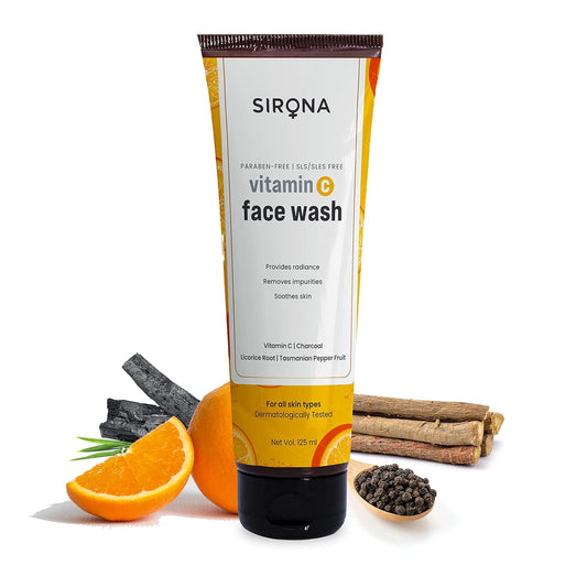 Sirona Vitamin C Face Wash for Men & Women â€“ 125 ml | Suitable For All Skin Type |Natural Ingredients for Face Cleansing| Provides Radiance, Removes Impurities & Soothes Skin