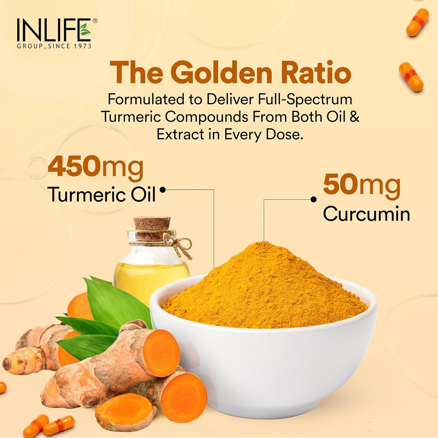 INLIFE Curcumin Capsules with Turmeric Oil | 71% Turmerones & 95% Curcuminoids | Supercritical COâ‚‚ Extracted Oil Supplement | Immune Support & Joint Health â€“ 60 Liquid Filled Vegetarian Capsules