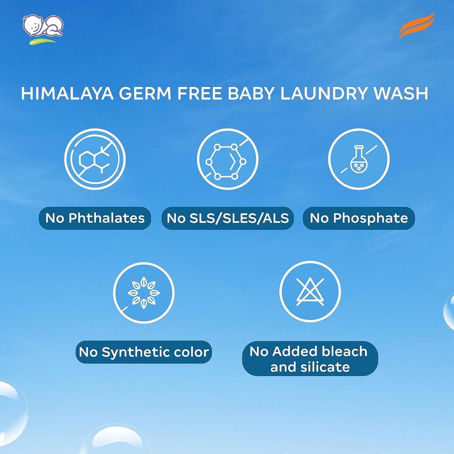 Himalaya Germ Free Baby Laundry Detergent Liquid 1 L (Refill Pouch) | Plant Based Cleansers & Biodegradable Ingredients | Dermatologically Tested