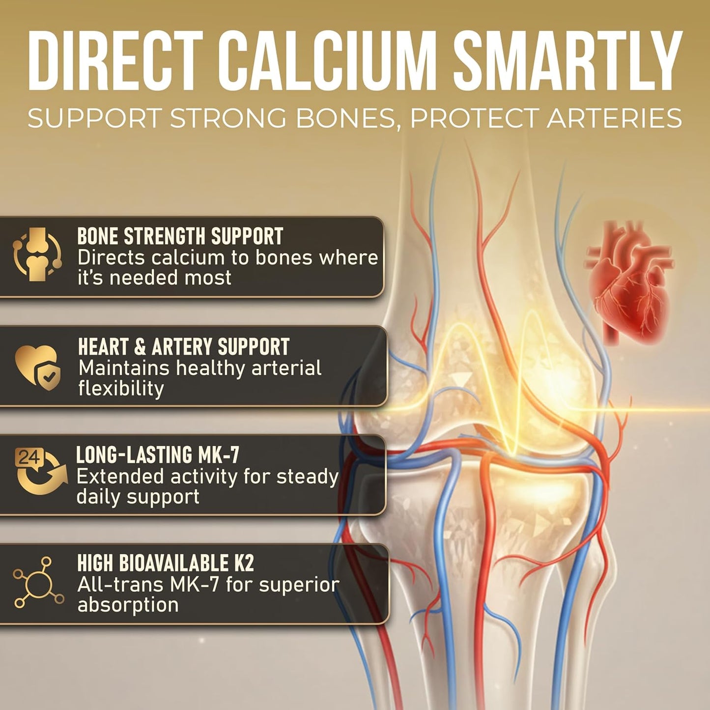 GetHealthyÂ® CalciBalanceâ„¢ Vitamin K2 MK7 55 mcg | All-Trans Menaquinone-7 | Daily Bone Wellness Support | Vegetarian Capsules | Made in India | 30 Count