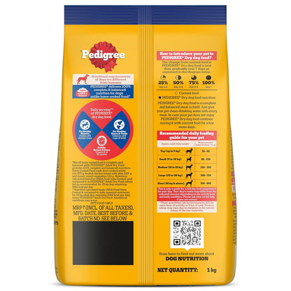 Pedigree Adult Dry Dog Food, Chicken & Vegetables, 1.2 kg, Contains 37 Essential Nutrients, 100% Complete & Balanced Food for Adult Dogs